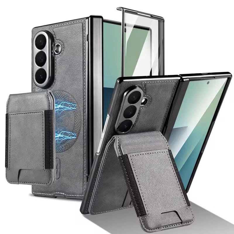 Magnetic PU Leather Flip Kickstand Credit Wallet Card Holder Slots Covers for Samsung Galaxy Z Fold 8 Ultra