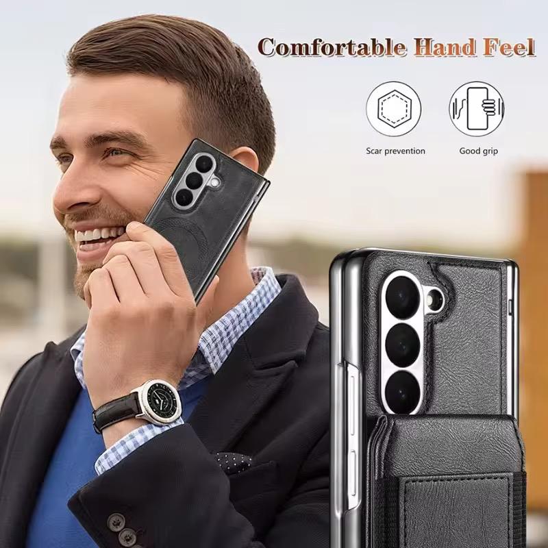Magnetic PU Leather Flip Kickstand Credit Wallet Card Holder Slots Covers for Samsung Galaxy Z Fold 8 Ultra
