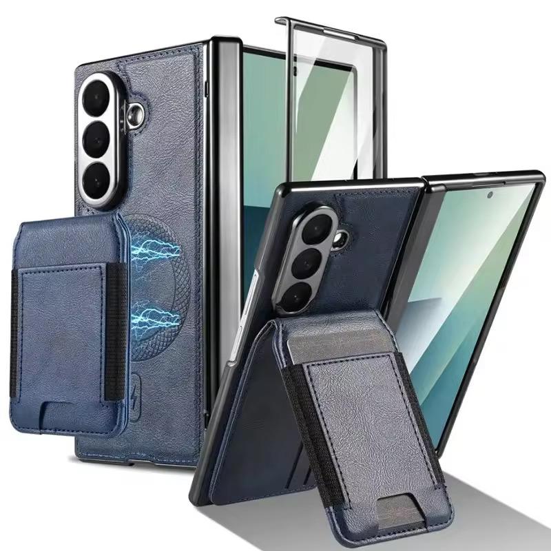 Magnetic PU Leather Flip Kickstand Credit Wallet Card Holder Slots Covers for Samsung Galaxy Z Fold 8 Ultra