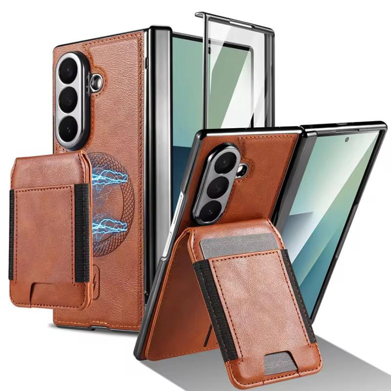 Magnetic PU Leather Flip Kickstand Credit Wallet Card Holder Slots Covers for Samsung Galaxy Z Fold 8 Ultra