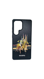Leather Embroidered Case for Samsung Galaxy S24 Ultra |Black Mobile Case by CoverMeUp