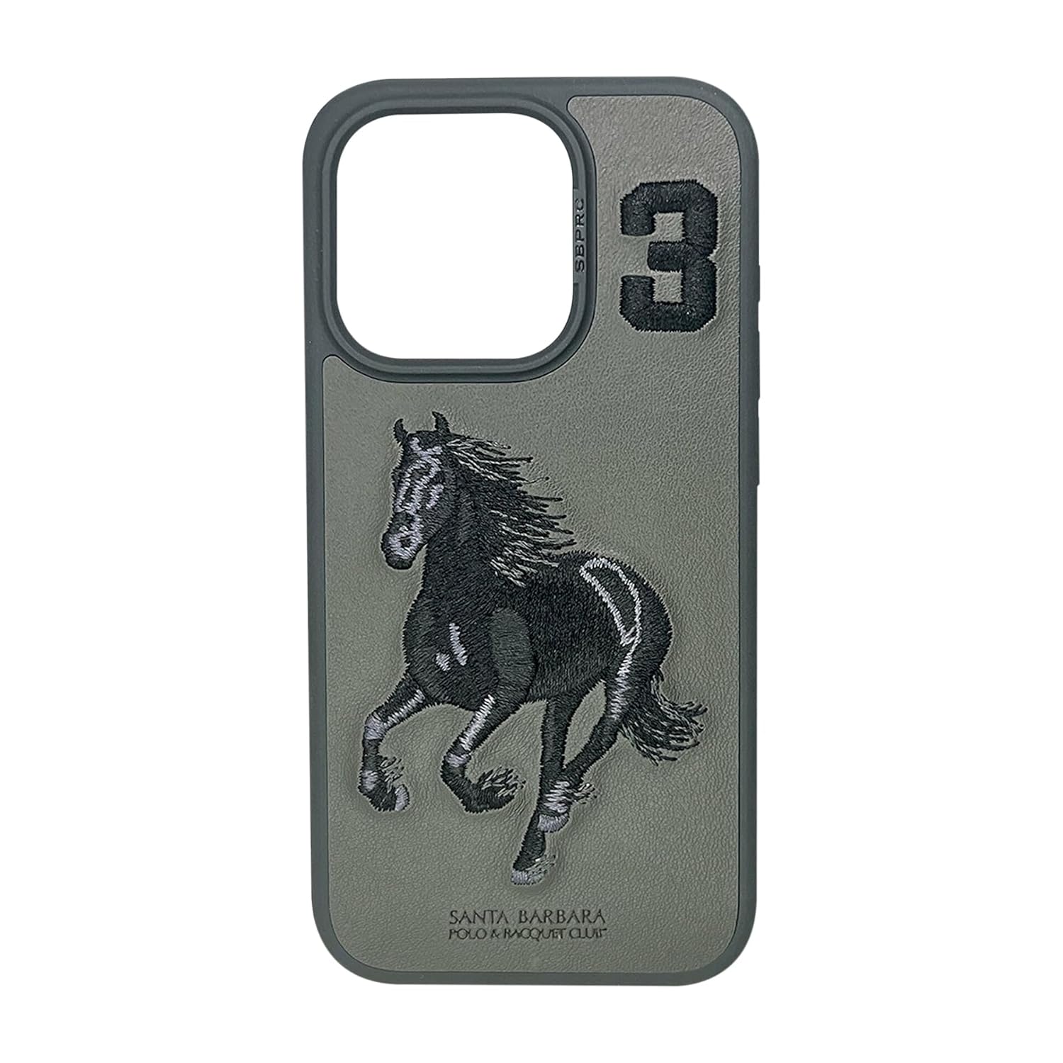 Embroidered Horse Series Leather Brown Back Case Compatible with iPhone