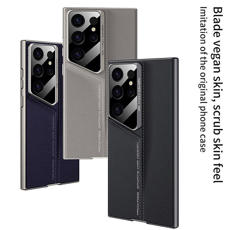 Samsung Galaxy S24 Ultra Luxury Blade Design Pro Leather Case - Titanium Mobile Case by CoverMeUp - Style 4