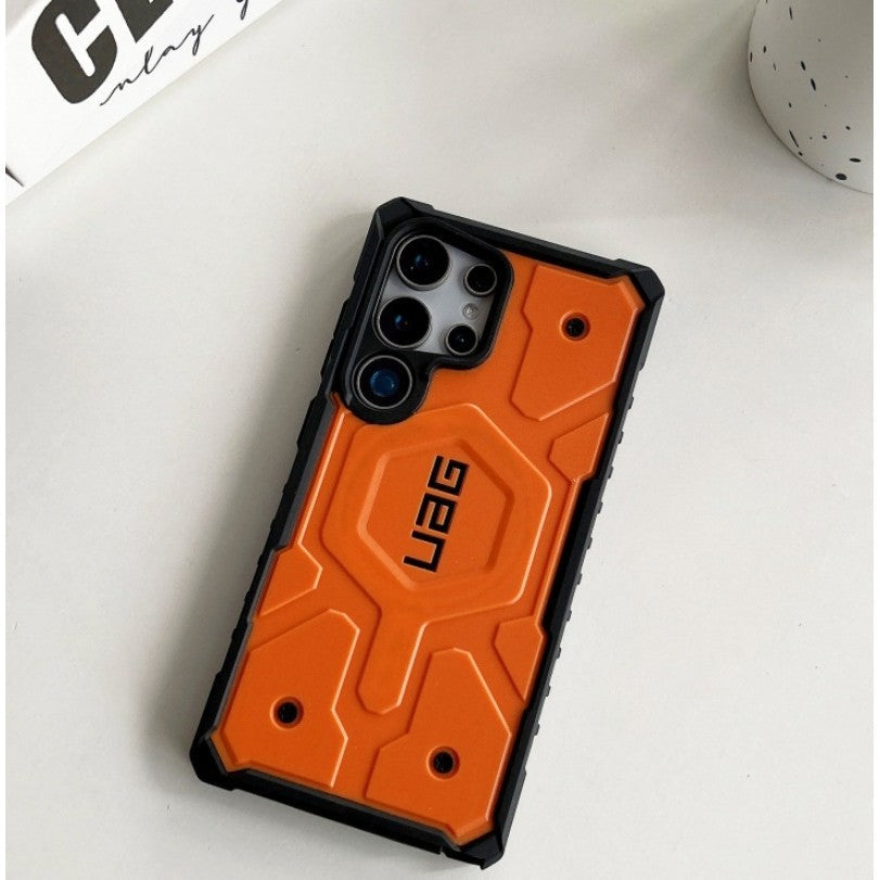 Samsung Galaxy S24 Ultra Pathfinder Series Ragged Armor Protective MagSafe Case - Orange Mobile Case by CoverMeUp - Style 2