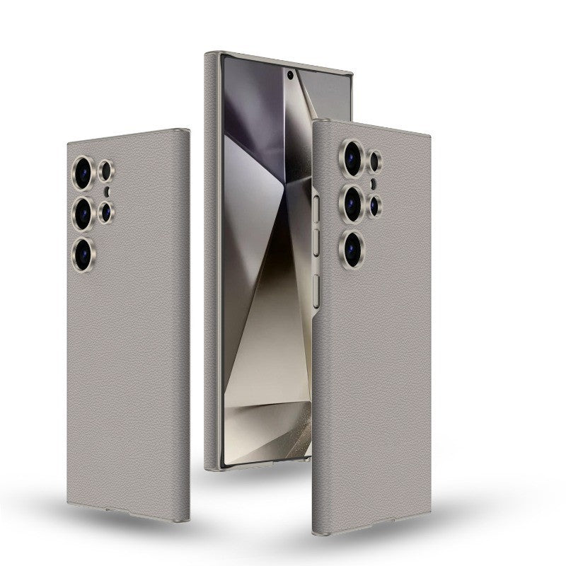 Samsung Galaxy S24 Ultra Leather Exact Color Match Case - Titanium Mobile Case by CoverMeUp