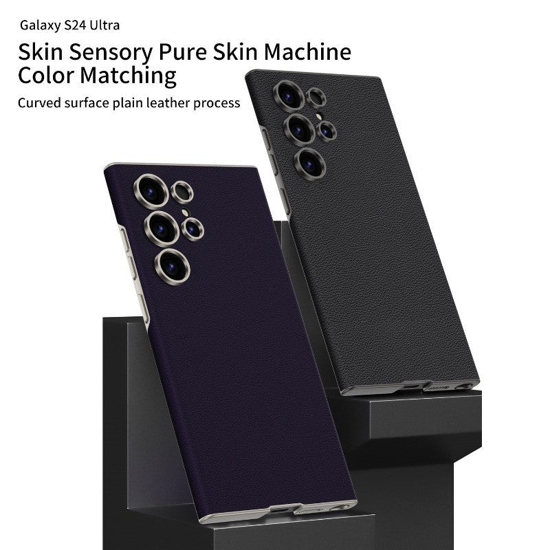 Samsung Galaxy S24 Ultra Leather Exact Color Match Case - Titanium Mobile Case by CoverMeUp - Style 9