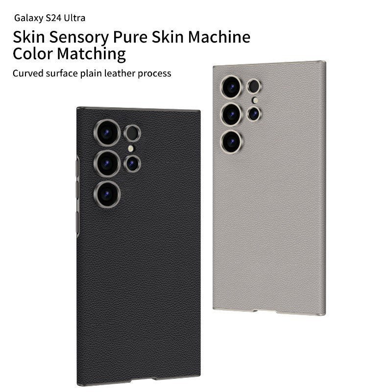 Samsung Galaxy S24 Ultra Leather Exact Color Match Case - Titanium Mobile Case by CoverMeUp - Style 2