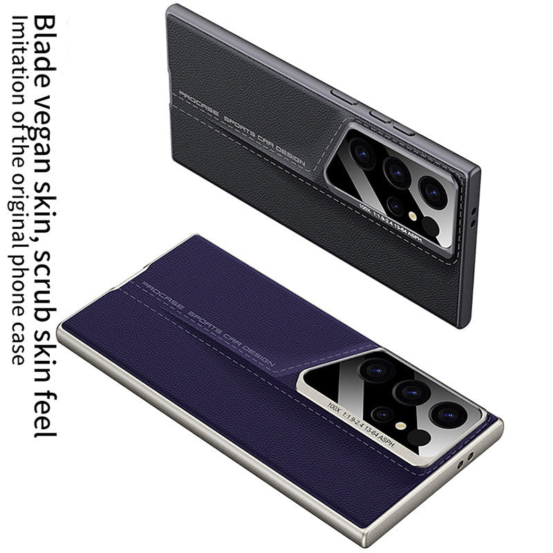Samsung Galaxy S24 Ultra Luxury Blade Design Pro Leather Case - Titanium Mobile Case by CoverMeUp - Style 5