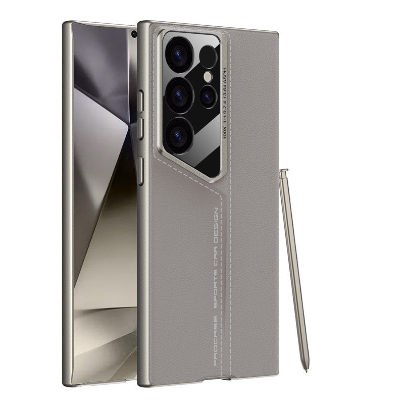 Samsung Galaxy S24 Ultra Luxury Blade Design Pro Leather Case - Titanium Mobile Case by CoverMeUp