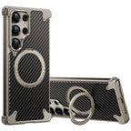 Samsung Galaxy S25 Ultra Framless Carbon Metal Bumper Case with Magsafe & 360 Stand - Titanium Gray Mobile Case by CoverMeUp