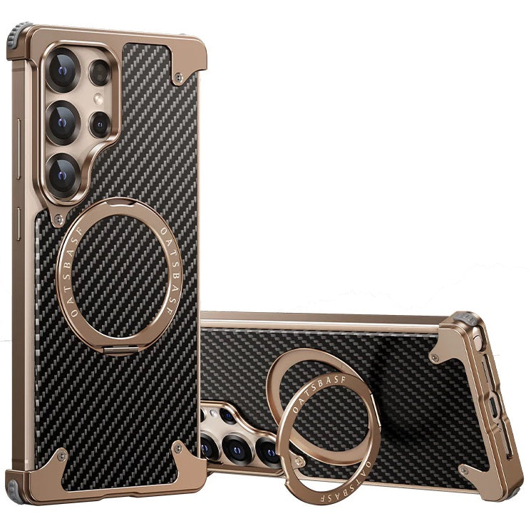 Samsung Galaxy S25 Ultra Framless Carbon Metal Bumper Case with Magsafe & 360 Stand - Desert Mobile Case by CoverMeUp