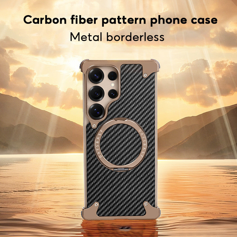 Samsung Galaxy S25 Ultra Framless Carbon Metal Bumper Case with Magsafe & 360 Stand - Desert Mobile Case by CoverMeUp - Style 6