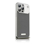 Protective Apple iPhone Back Cover - Super Slim Metal Frame Less Perfume Leather Case with Magsafe for iPhone 15 Pro - Grey
