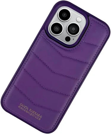 Santa  Barbara Polo Clyde Series Puffer Leather Back Cover iPhone 14 Pro (Deep Purple)