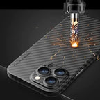 Protective Apple iPhone Back Cover - X Level Slim Carbon Fibre Case for iPhone 15 Pro Max - Style 3
