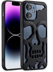 3D Skull Back Cover for Apple iPhone PC Shockproof Designer Stylish Back Case Cover for iPhone Metallic Black