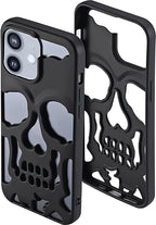 Protective Apple iPhone Back Cover - 3D Skull Back Cover for Apple iPhone PC Shockproof Designer Stylish Back Case Cover for iPhone Metallic Black - Style 2