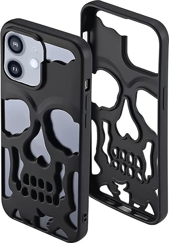 3D Skull Back Cover for Apple iPhone PC Shockproof Designer Stylish Back Case Cover for iPhone Metallic Black