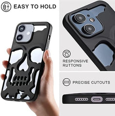 3D Skull Back Cover for Apple iPhone PC Shockproof Designer Stylish Back Case Cover for iPhone Metallic Black