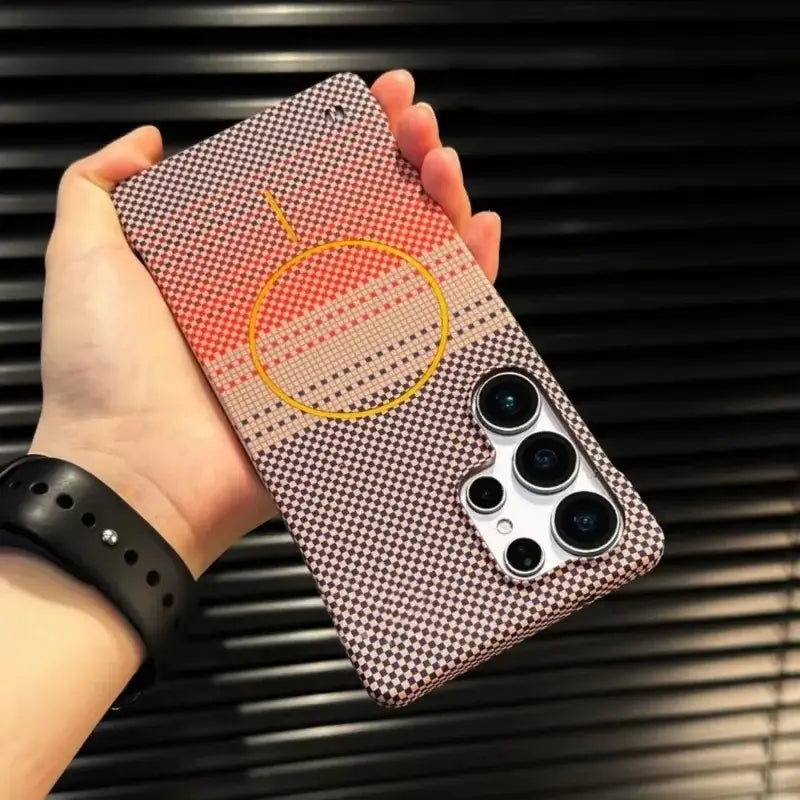 sunset-grid-carbon-weave-magsafe-case