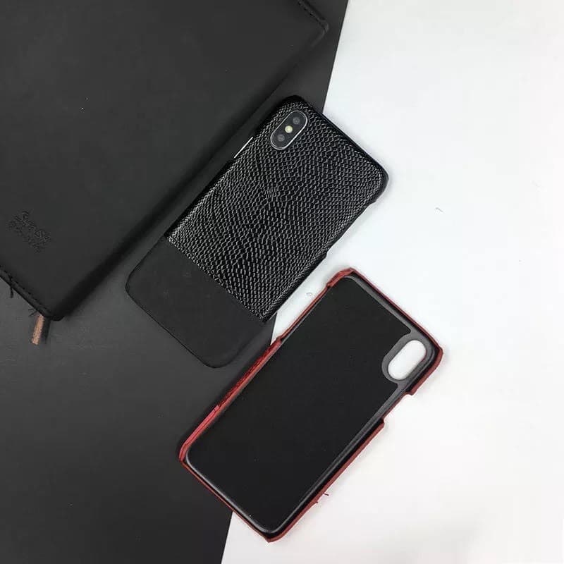 Protective Apple iPhone Back Cover - Leather Crocodile Case For iPhone X XS - Style 3