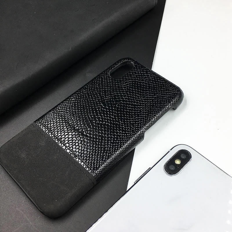 Protective Apple iPhone Back Cover - Leather Crocodile Case For iPhone X XS - Style 4