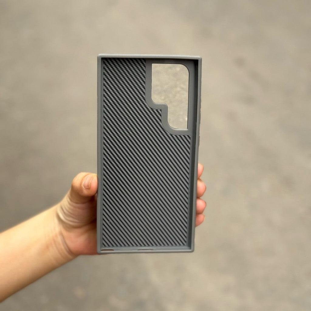 Samsung Galaxy S24 Ultra Soft Carbon Case with Metal Camera Protection - Titanium Mobile Case by CoverMeUp - Style 8