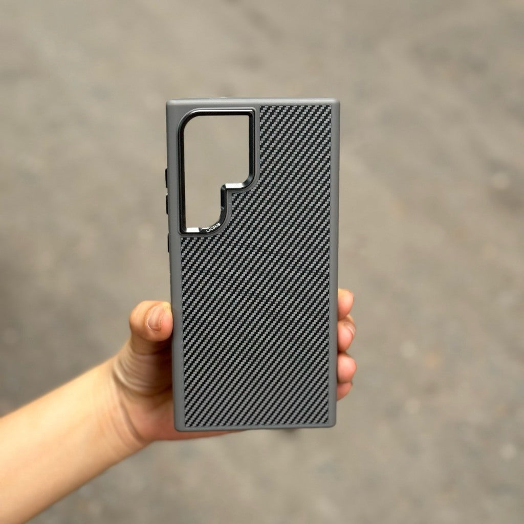 Samsung Galaxy S24 Ultra Soft Carbon Case with Metal Camera Protection - Titanium Mobile Case by CoverMeUp - Style 2