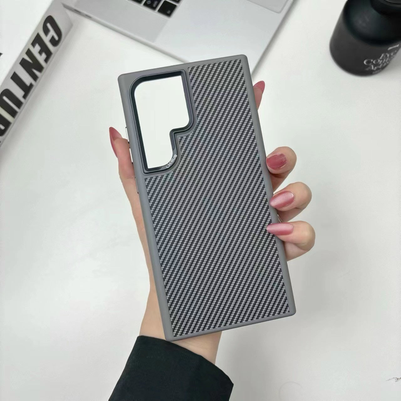 Samsung Galaxy S24 Ultra Soft Carbon Case with Metal Camera Protection - Titanium Mobile Case by CoverMeUp - Style 12