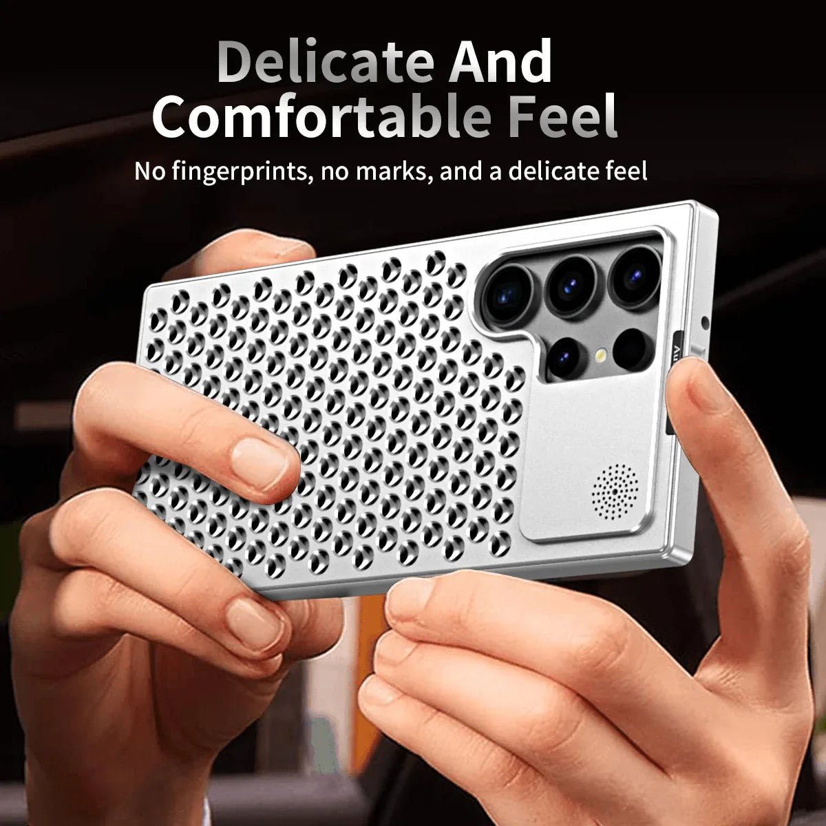 Samsung Galaxy S24 Ultra Metal Heat Dissipation Aluminum Cooling Case with Fragrance Aroma - Black Mobile Case by CoverMeUp - Style 10