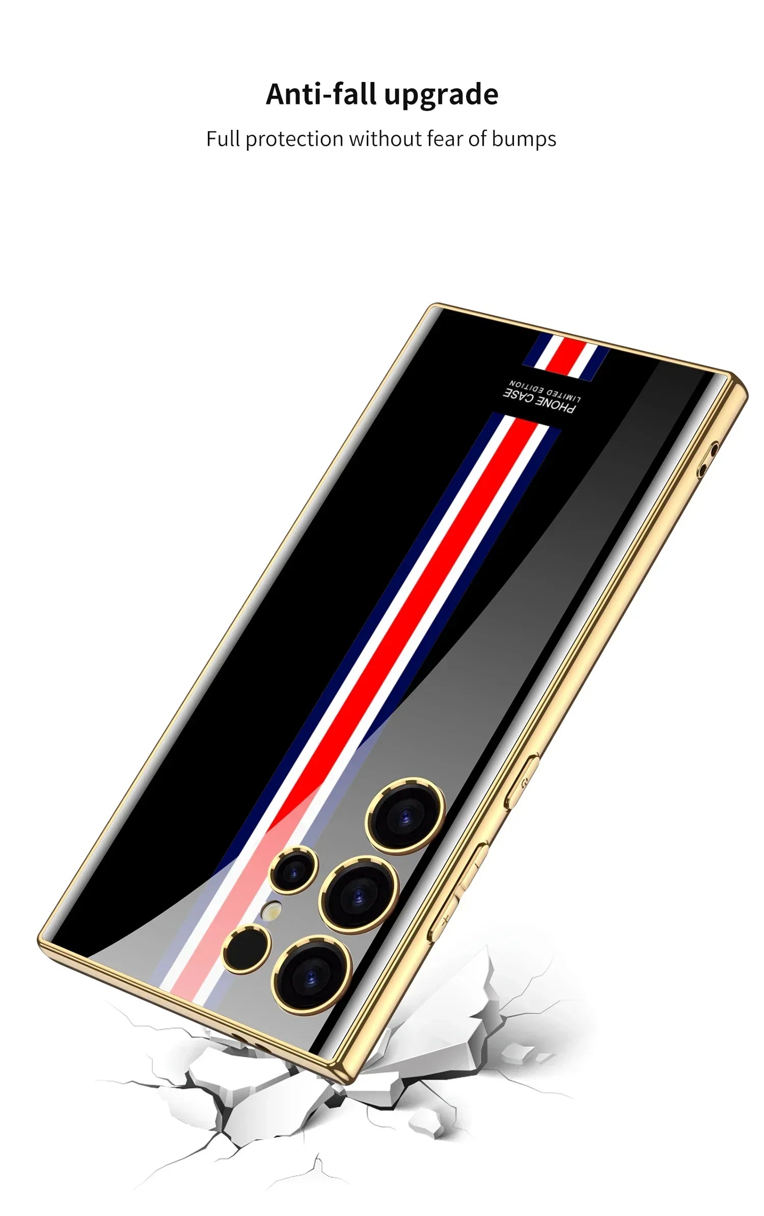 Samsung Galaxy S24 Ultra Original GKK Three Stipe Printed Super Shine Glass Case Mobile Case by CoverMeUp - Style 7