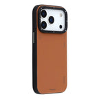 Protective Apple iPhone Back Cover - YOUNGKIT Matte Finish Leather Cover with Magsafe for iPhone 17 Pro (Tan Brown) - Style 2