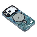 Protective Apple iPhone Back Cover - YOUNGKIT Technology Series Matte Finish Cover with Magsafe for iPhone 17 Pro - Blue - Style 3
