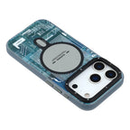 Protective Apple iPhone Back Cover - YOUNGKIT Technology Series Matte Finish Cover with Magsafe for iPhone 17 Pro - Blue - Style 4